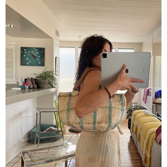 Vintage Mister Ernest Straw Wooden handle Purse Made in Italy - Picture 7 of 11